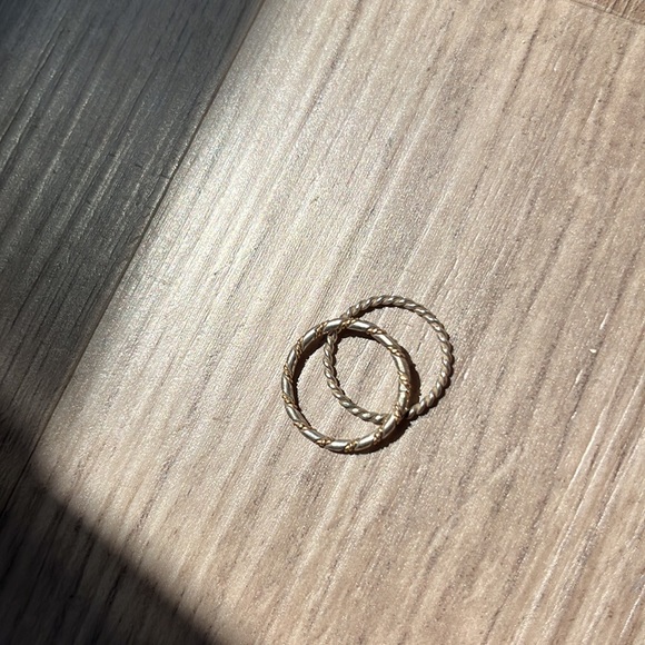 Mixed metal sterling silver & gold twist stacking rings - Picture 3 of 3